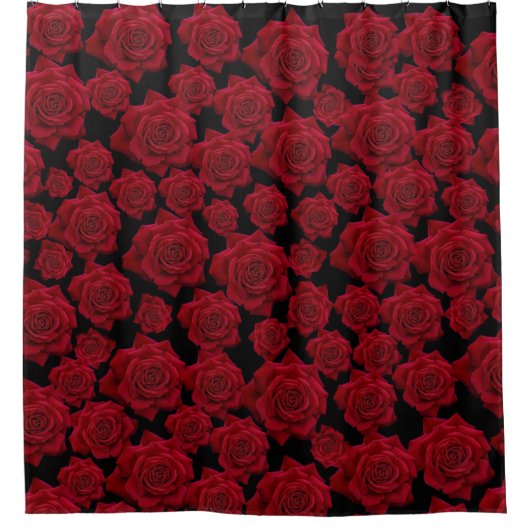 Mooi en elegant rood bloem douchegordijn (Voorkant)