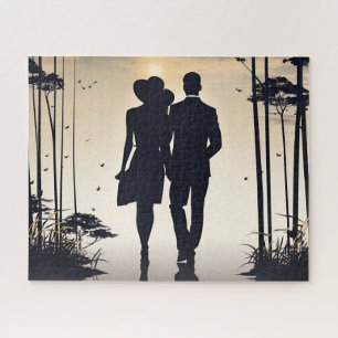 Mooi en elegant stel romantisch wandelen legpuzzel