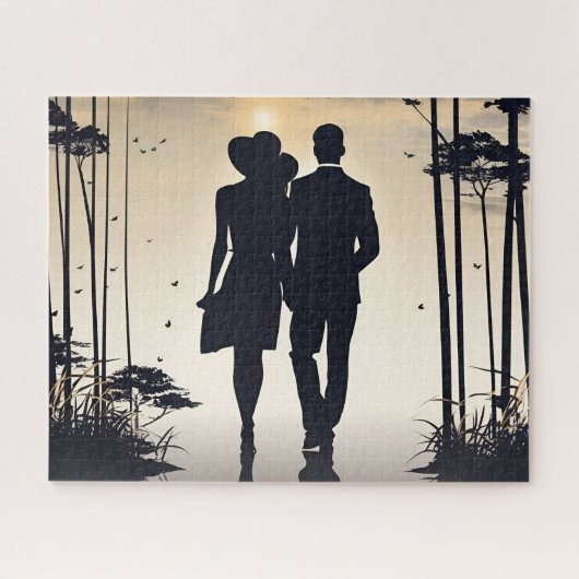 Mooi en elegant stel romantisch wandelen legpuzzel (Horizontaal)
