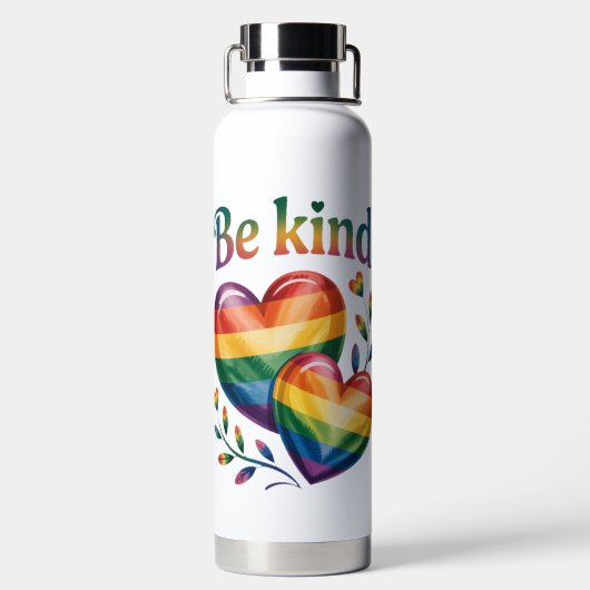 Mooi en Elegant Wees vriendelijk regenboog vlag Pr Waterfles (Achterkant)