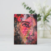 mooi en kleurrijk abstract gezicht mixed media briefkaart (Staand voorkant)