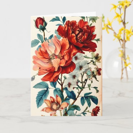 Mooi en kleurrijk Bloemenboeket Moederdag Kaart (Gele Bloem)