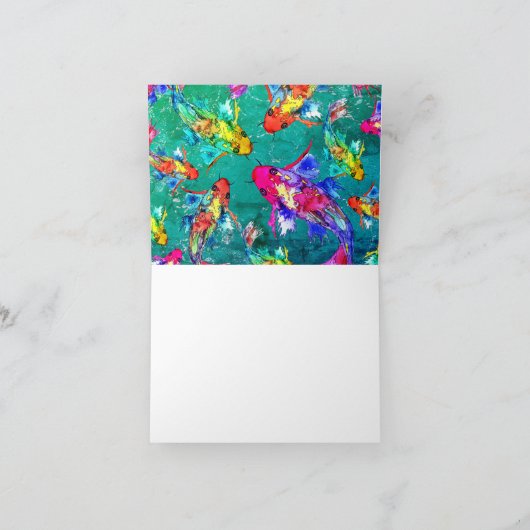 Mooi en kleurrijk Koi Pond Wenskaart Kaart (Binnen)