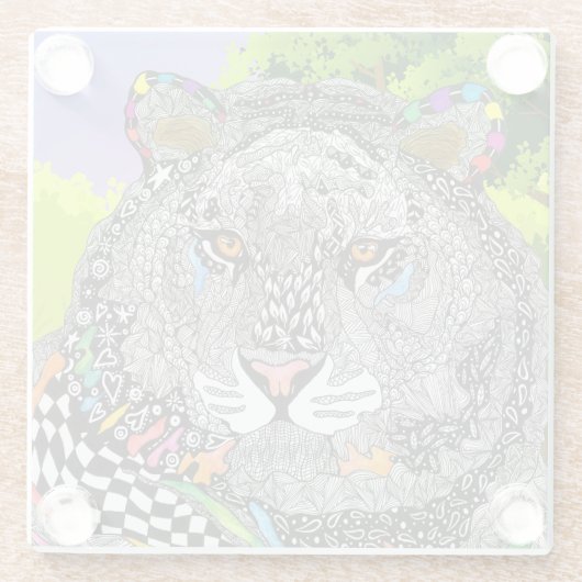 Mooi en kleurrijk Tiger Glass Onderzetter Glazen Onderzetter (Achterkant)