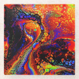 Mooi en kleurrijk vloeibaar glazen onderzetter