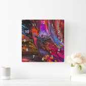 Mooi en kleurrijk vloeibaar vierkante klok (Huis)