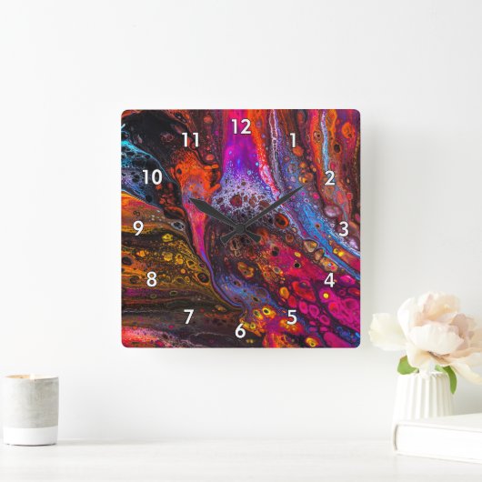 Mooi en kleurrijk vloeibaar vierkante klok (Huis)