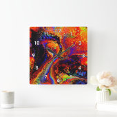 Mooi en kleurrijk vloeibaar vierkante klok (Huis)