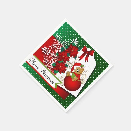 Mooi en leuk vrolijk kerst Beer Servet (Hoek)