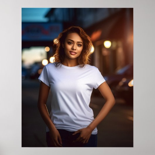 Mooi en mooi krullend vrouwenmodel poster (Voorkant)