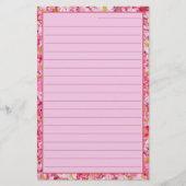 mooi en  roze floraal  briefpapier (Voorkant)