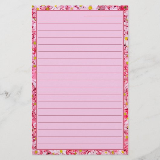 mooi en  roze floraal  briefpapier (Voorkant)