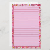 mooi en  roze floraal  briefpapier (Voorkant / Achterkant)