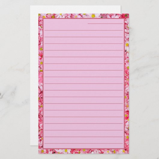 mooi en roze floraal briefpapier (Voorkant / Achterkant)