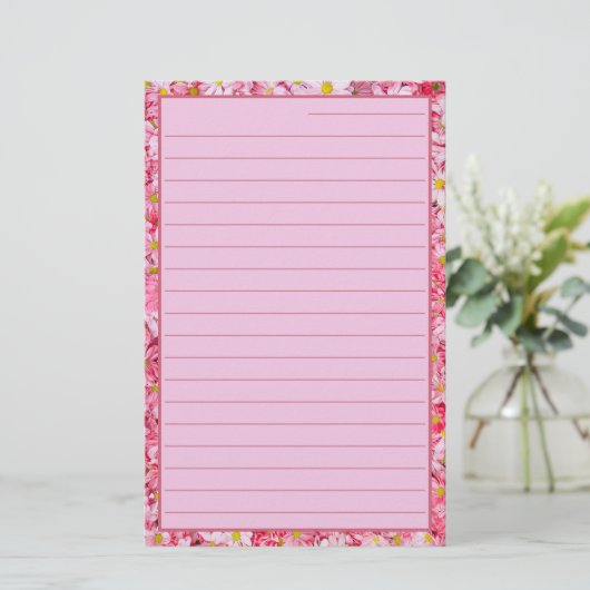 mooi en roze floraal briefpapier (Staand voorkant)