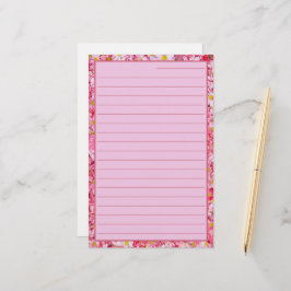 mooi en roze floraal briefpapier
