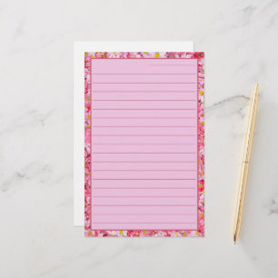 mooi en  roze floraal  briefpapier
