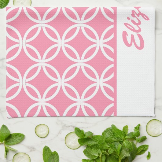 Mooi en roze theedoek (Gevouwen)