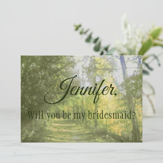 Mooi en rustiek bruidsmeisje voorstel kaart (Staand voorkant)