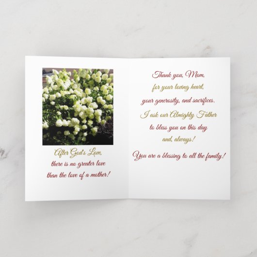 Mooi en speciaal, mama, Moederdag Kaart (Binnenlaag)