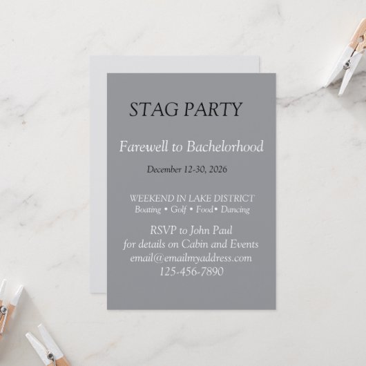 Mooi en stijlvol UITNODIGING JONGENSAVOND (Voorkant / Achterkant in situ)