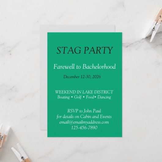 Mooi en stijlvol vrijgezellenfeest kaart (Voorkant / Achterkant in situ)