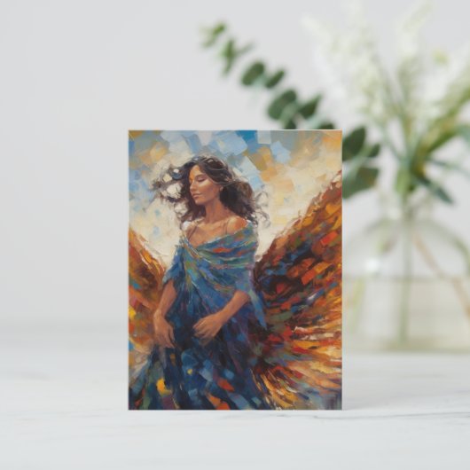 Mooi engel schilderen briefkaart (Staand voorkant)