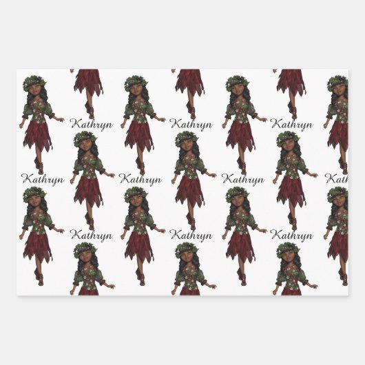 Mooi ethnisch meisje gepersonaliseerd inpakpapier vel (Voorkant)