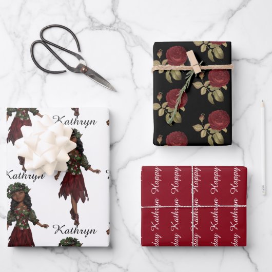 Mooi ethnisch meisje gepersonaliseerd inpakpapier vel (Voorkant)