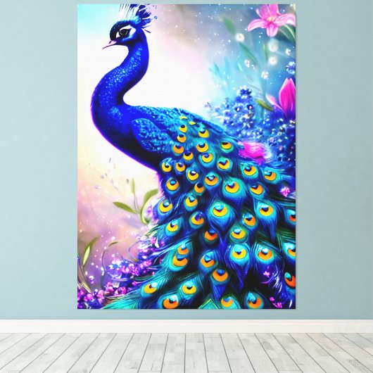 Mooi Fantasy Peacock Canvas Afdruk (Insitu (Houten vloer))