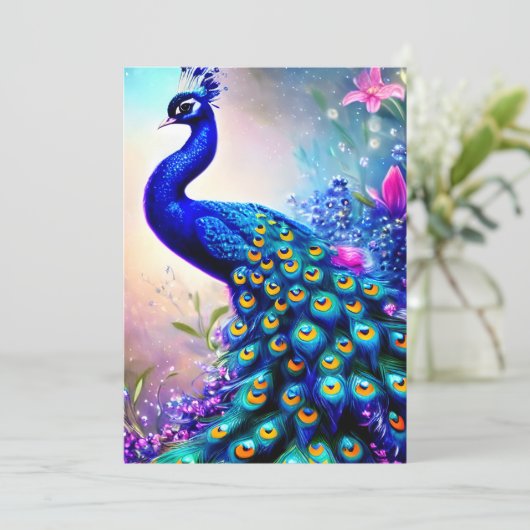 Mooi Fantasy Peacock Feestdagenkaart (Staand voorkant)