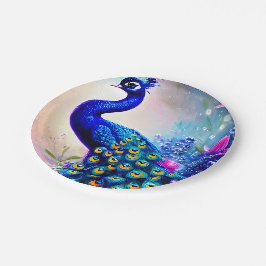 Mooi Fantasy Peacock Papieren Bordje (Gekanteld)