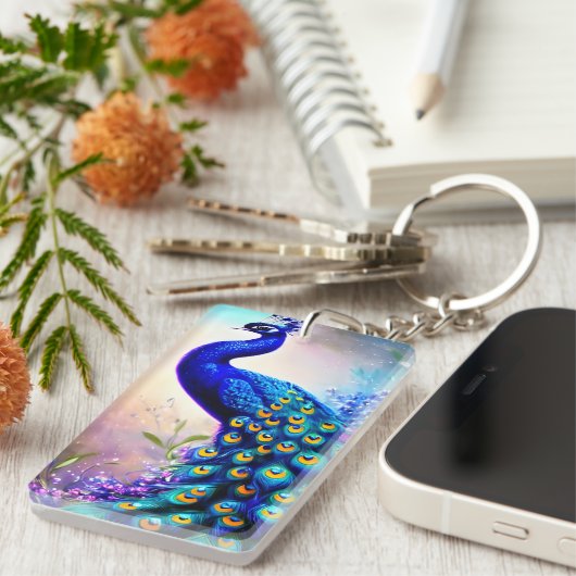 Mooi Fantasy Peacock Sleutelhanger (Voorkant Rechts)