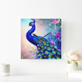 Mooi Fantasy Peacock Vierkante Klok (Huis)