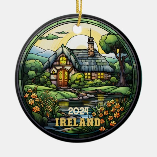 Mooi Faux Glas in lood Ierland Souvenir Keramisch Ornament (Voorkant)