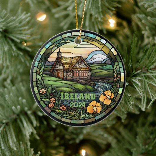 Mooi Faux Glas in lood Ierland Souvenir Keramisch Ornament (Boom)