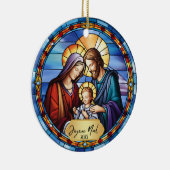 Mooi Faux Glas in lood Joyeux Noel Jesus Keramisch Ornament (Rechts)