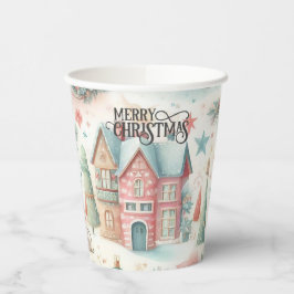 Mooi feestelijk dorpshuis Vintage Kerstmis Papieren Bekers