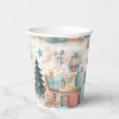 Mooi feestelijk dorpshuis Vintage Kerstmis Papieren Bekers (Rechts)