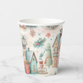 Mooi feestelijk dorpshuis Vintage Kerstmis Papieren Bekers (Voorkant)