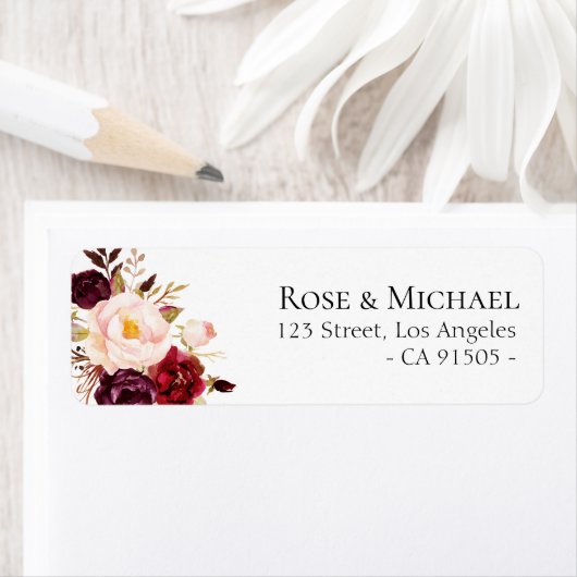 mooi floraal botanisch adreslabel etiket (Insitu)