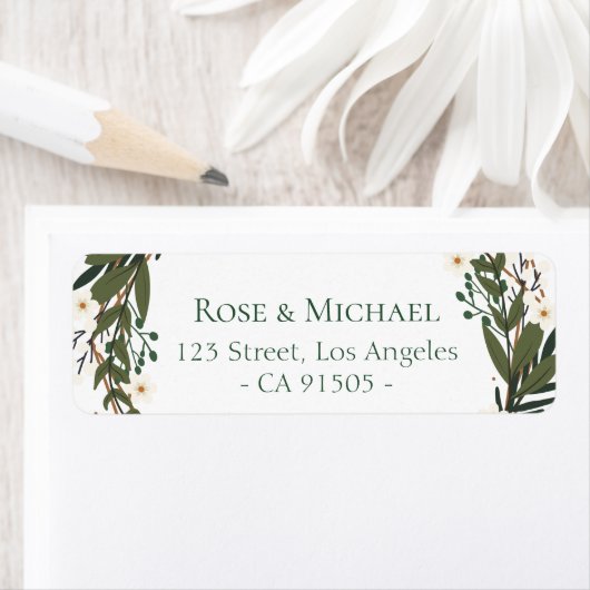 mooi floraal botanisch adreslabel etiket (Insitu)