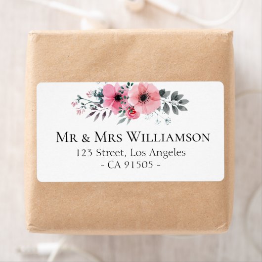 mooi floraal botanisch adreslabel etiket (Insitu)