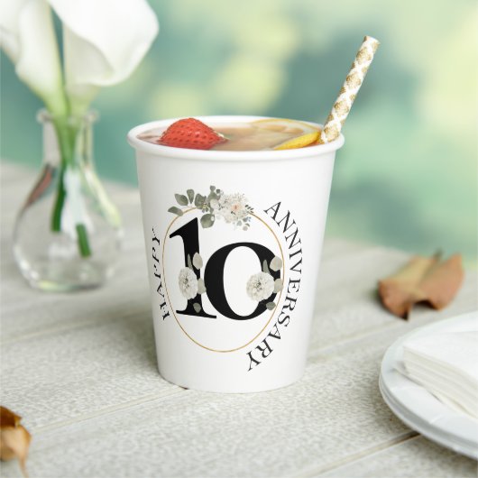 Mooi Floral 10e JUBILEUM Papieren Bekers (Insitu)
