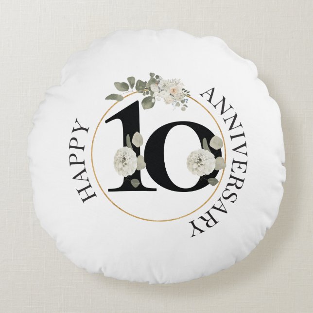 Mooi Floral 10e JUBILEUM Rond Kussen (Voorkant)