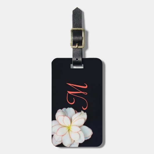 Mooi Floral Bagagelabel met Monogram (Voorkant verticaal)