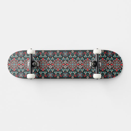 Mooi Floral Cross Stitch Embroidery Pattern Persoonlijk Skateboard (Horizontaal)