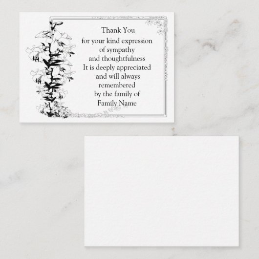 Mooi Floral Lijst Dank je wel Notitiekaartje (Voorkant / Achterkant)