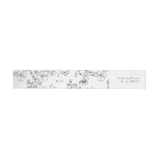 Mooi Floral Monogram Sketched Wedding Adres (Individueel)