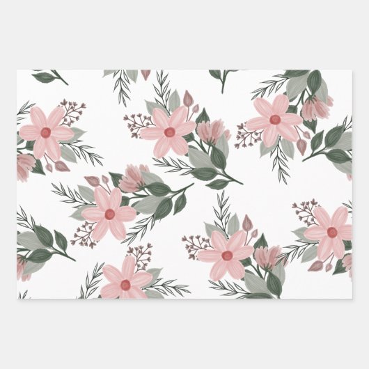 Mooi Floral Pattern Inpakpapier Vel (Voorkant 2)